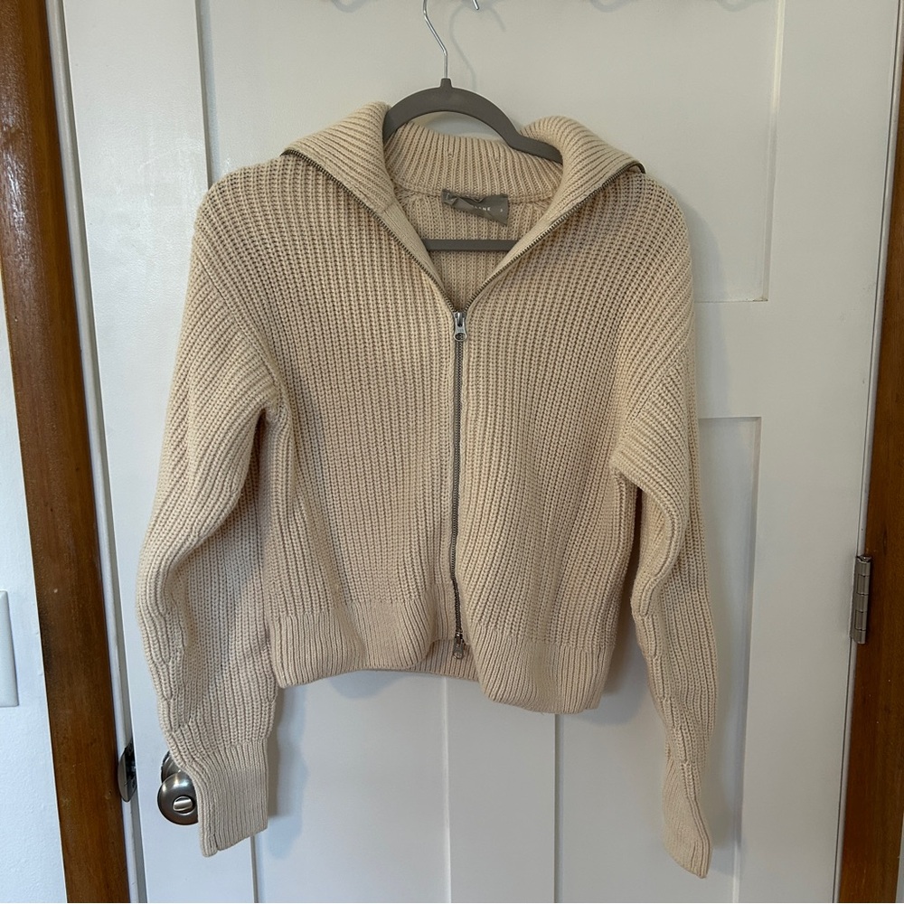 Everlane zip sweater beige small